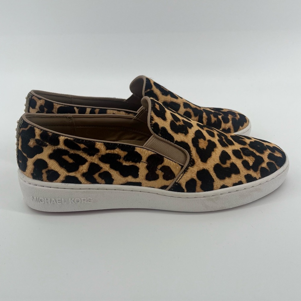 NEW Michael Kors Keaton Leopard Calf Hair Slip-On Sneaker Women’s Size 8 - Picture 4 of 9